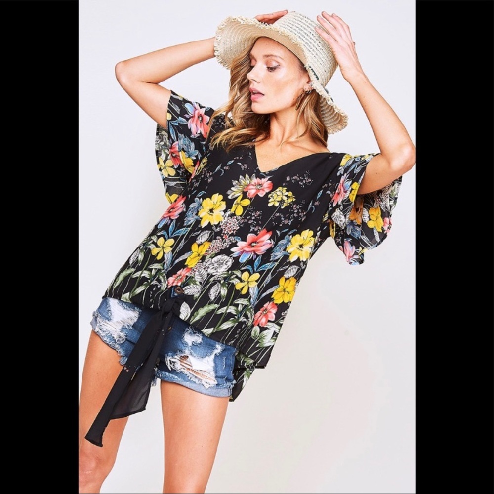 Vine & Love | Black Floral Blouse ๐ - Picture 4 of 6